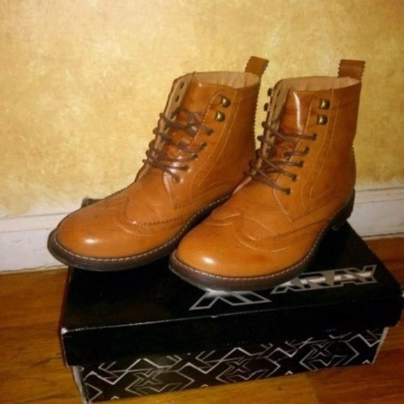 X-Ray Mens Brown Leather Boots By Zappos - Picture 1 of 5